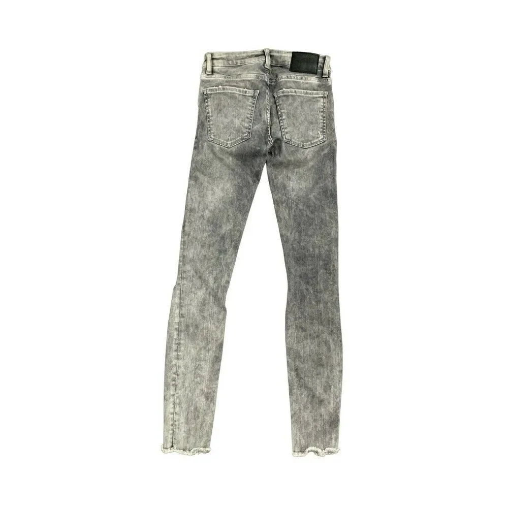zara womens gray mid rise distressed skinny jeans denim stretch 2 Xs